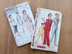 Vintage 1940s Womens Pajama Sewing Pattern Lot of 2, 40s Loungewear Sleepwear